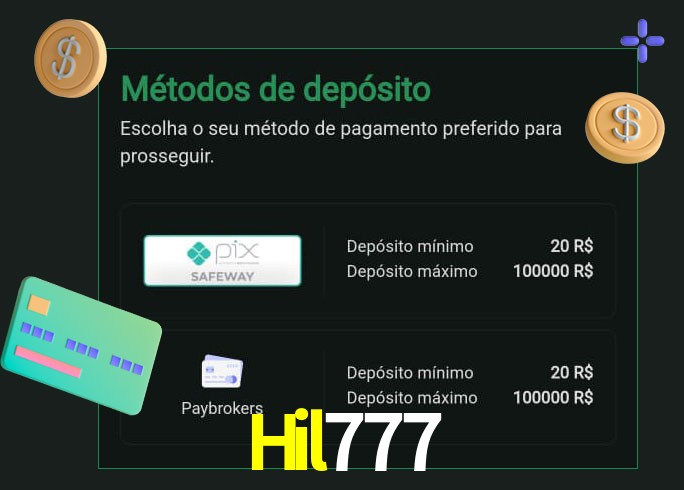 O cassino Hil777 oferece uma grande variedade de métodos de pagamento